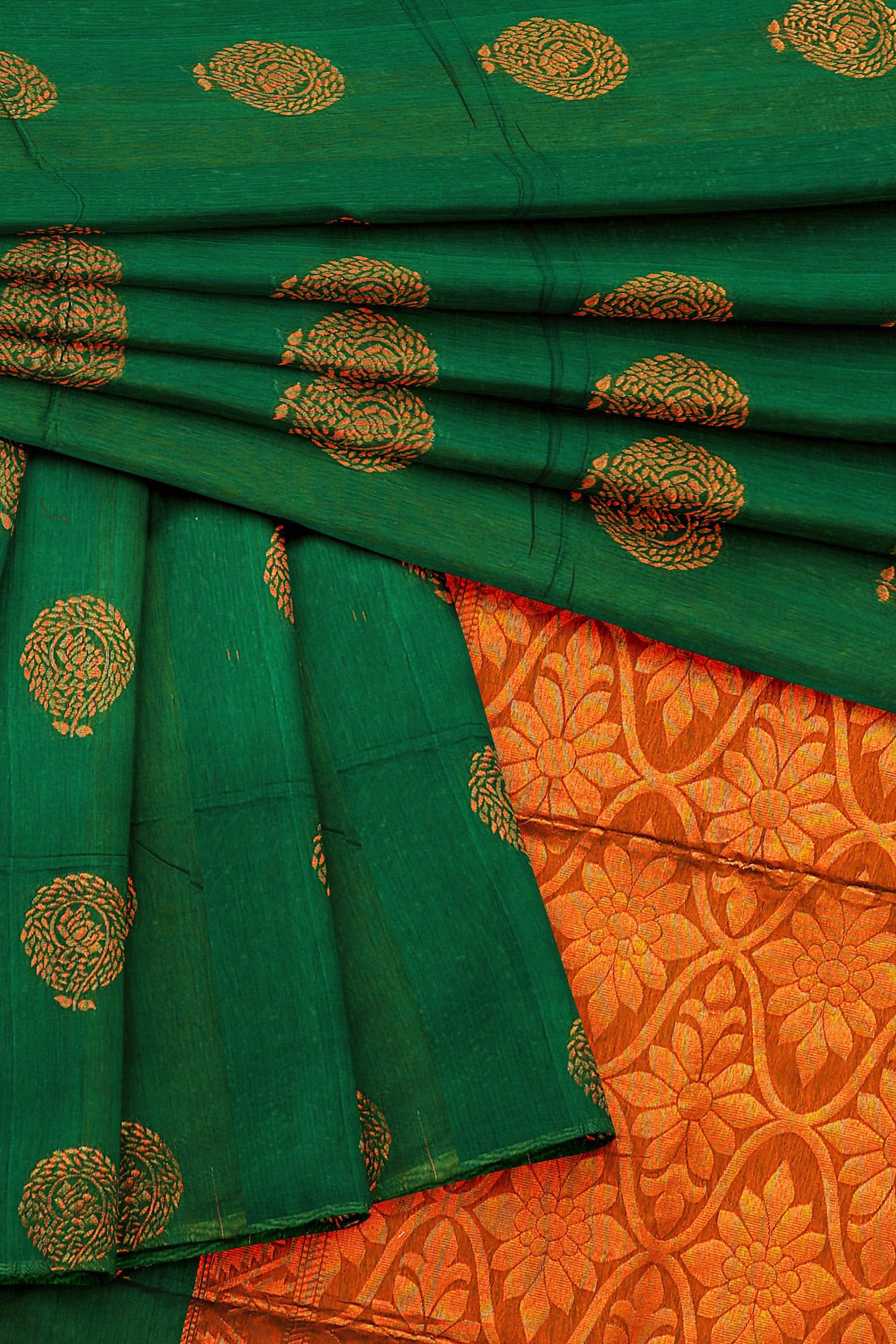 sri kumaran stores silk cotton saree green saree with green border 5