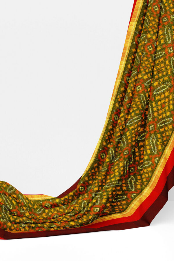sri kumaran stores silk cotton saree green saree with maroon border 3