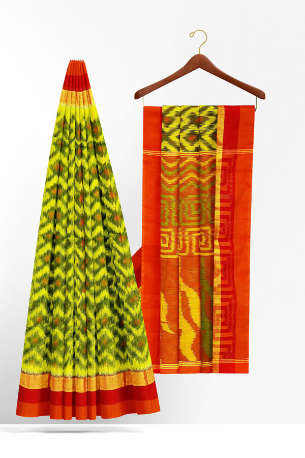 sri kumaran stores silk cotton saree green saree with red border 2