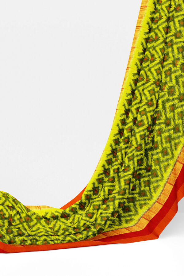 sri kumaran stores silk cotton saree green saree with red border 3