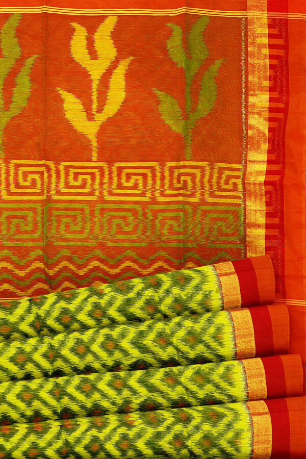 sri kumaran stores silk cotton saree green saree with red border 4