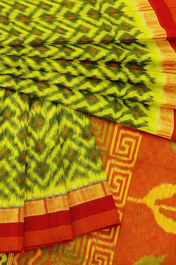 sri kumaran stores silk cotton saree green saree with red border 5