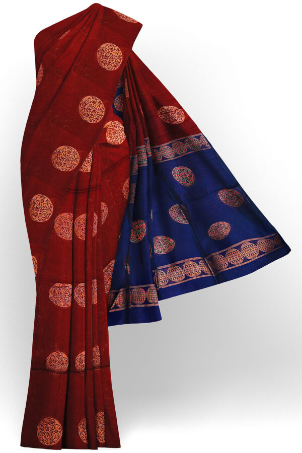 sri kumaran stores silk cotton saree maroon saree with maroon border 1