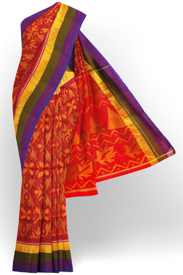 sri kumaran stores silk cotton saree red saree with blue border 1
