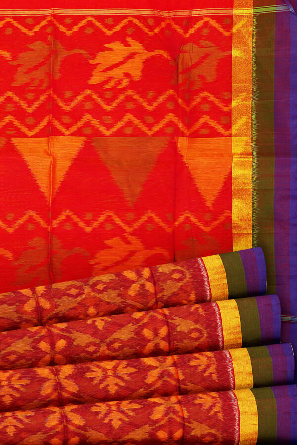 sri kumaran stores silk cotton saree red saree with blue border 4