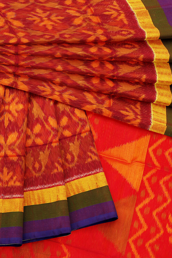 sri kumaran stores silk cotton saree red saree with blue border 5