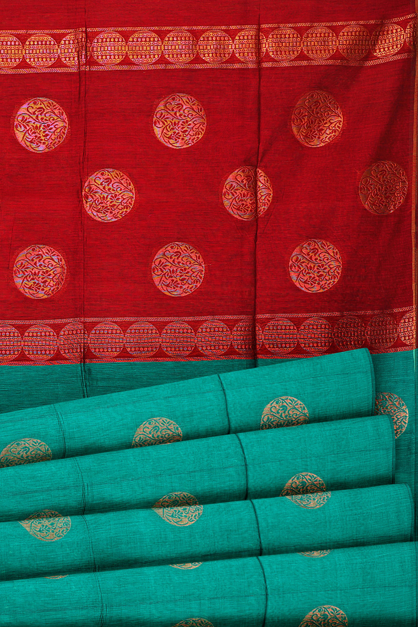sri kumaran stores silk cotton saree turquoise blue saree with turquoise blue border 4