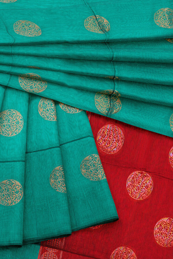 sri kumaran stores silk cotton saree turquoise blue saree with turquoise blue border 5
