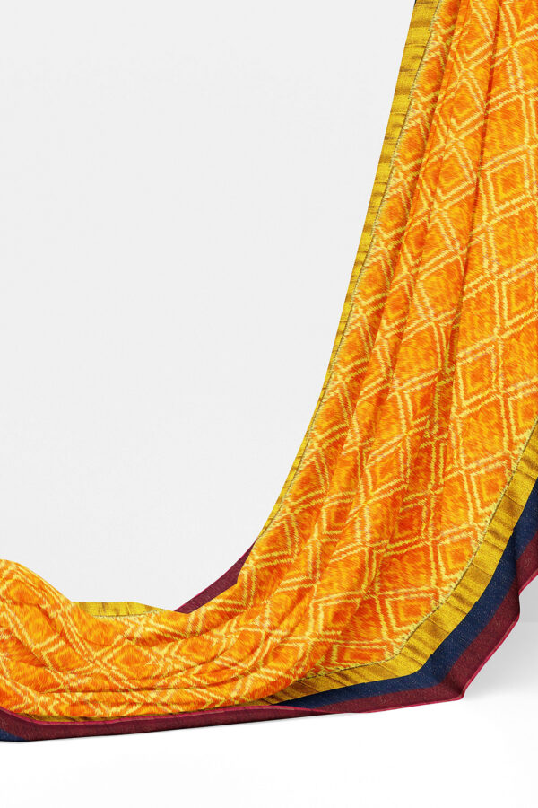 sri kumaran stores silk cotton saree yellow saree with maroon blue border 3