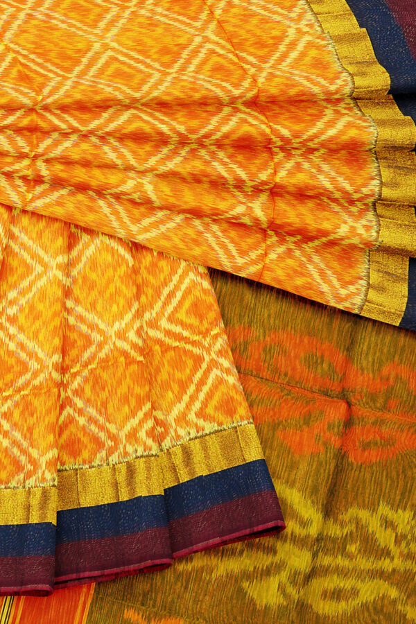 sri kumaran stores silk cotton saree yellow saree with maroon blue border 5
