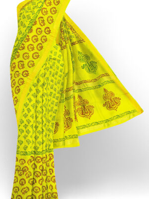 sri kumaran stores silk saree lemon yellow saree with golden border 1