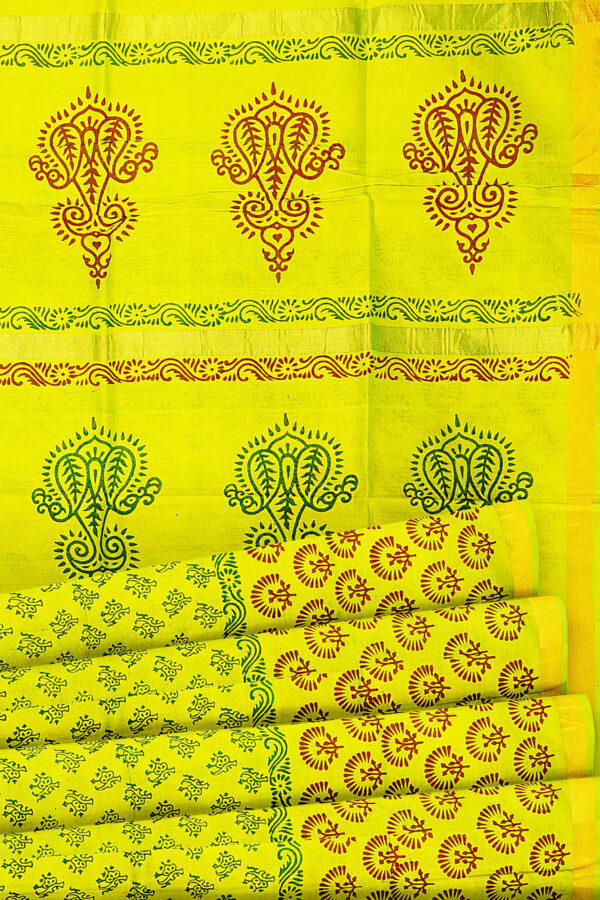 sri kumaran stores silk saree lemon yellow saree with golden border 4