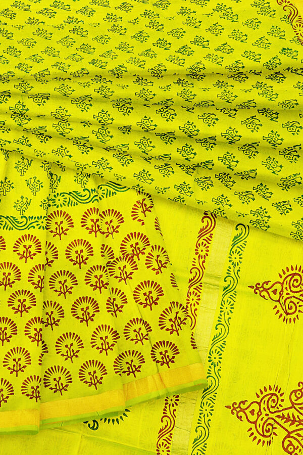 sri kumaran stores silk saree lemon yellow saree with golden border 5