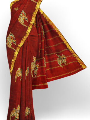 sri kumaran stores silk saree maroon saree with golden border 1