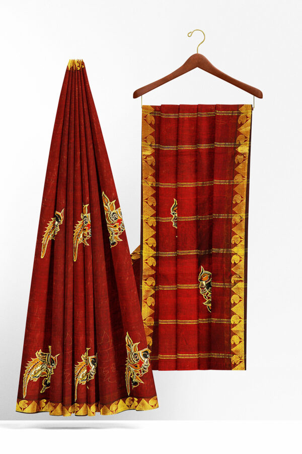 sri kumaran stores silk saree maroon saree with golden border 2