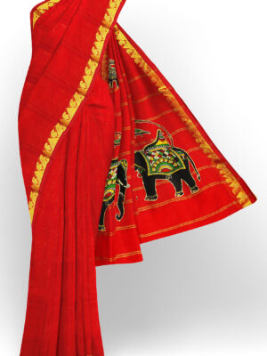 sri kumaran stores silk saree red saree with golden border 1