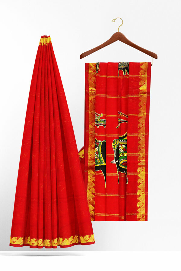 sri kumaran stores silk saree red saree with golden border 2
