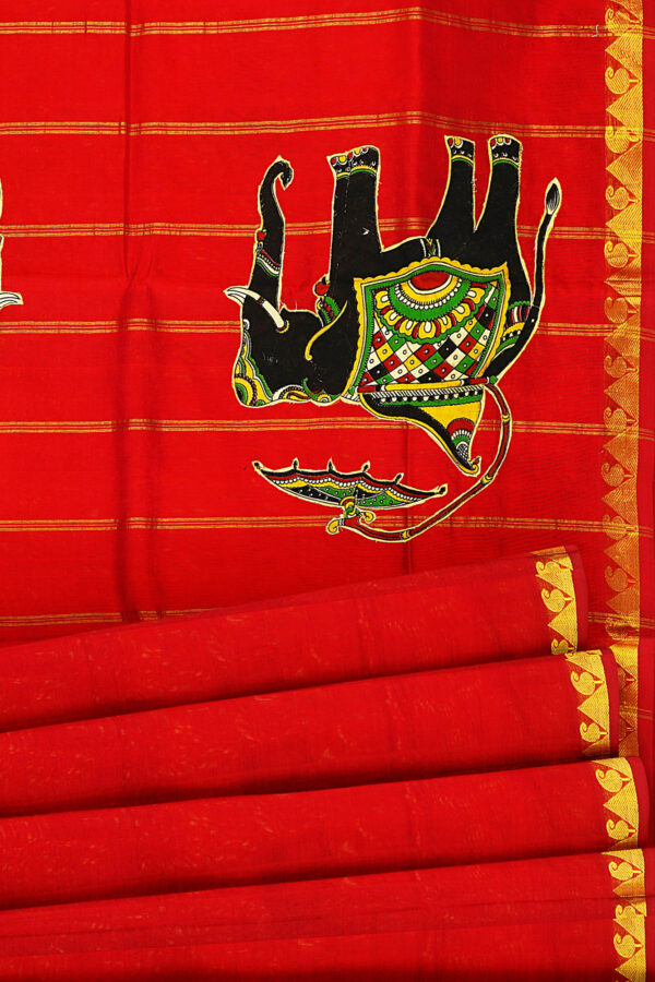 sri kumaran stores silk saree red saree with golden border 4