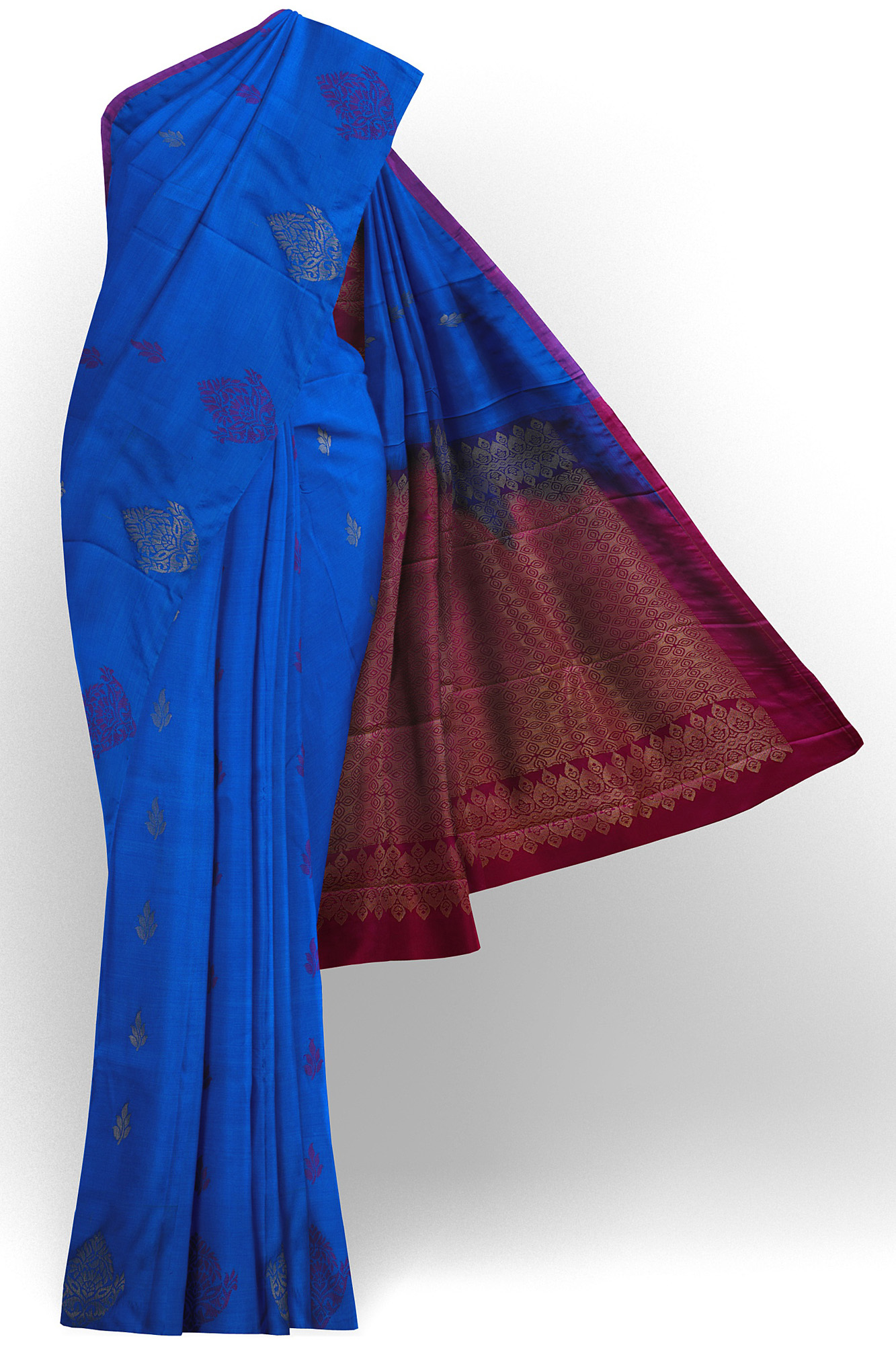 sri kumaran stores soft silk blue saree with blue border 1