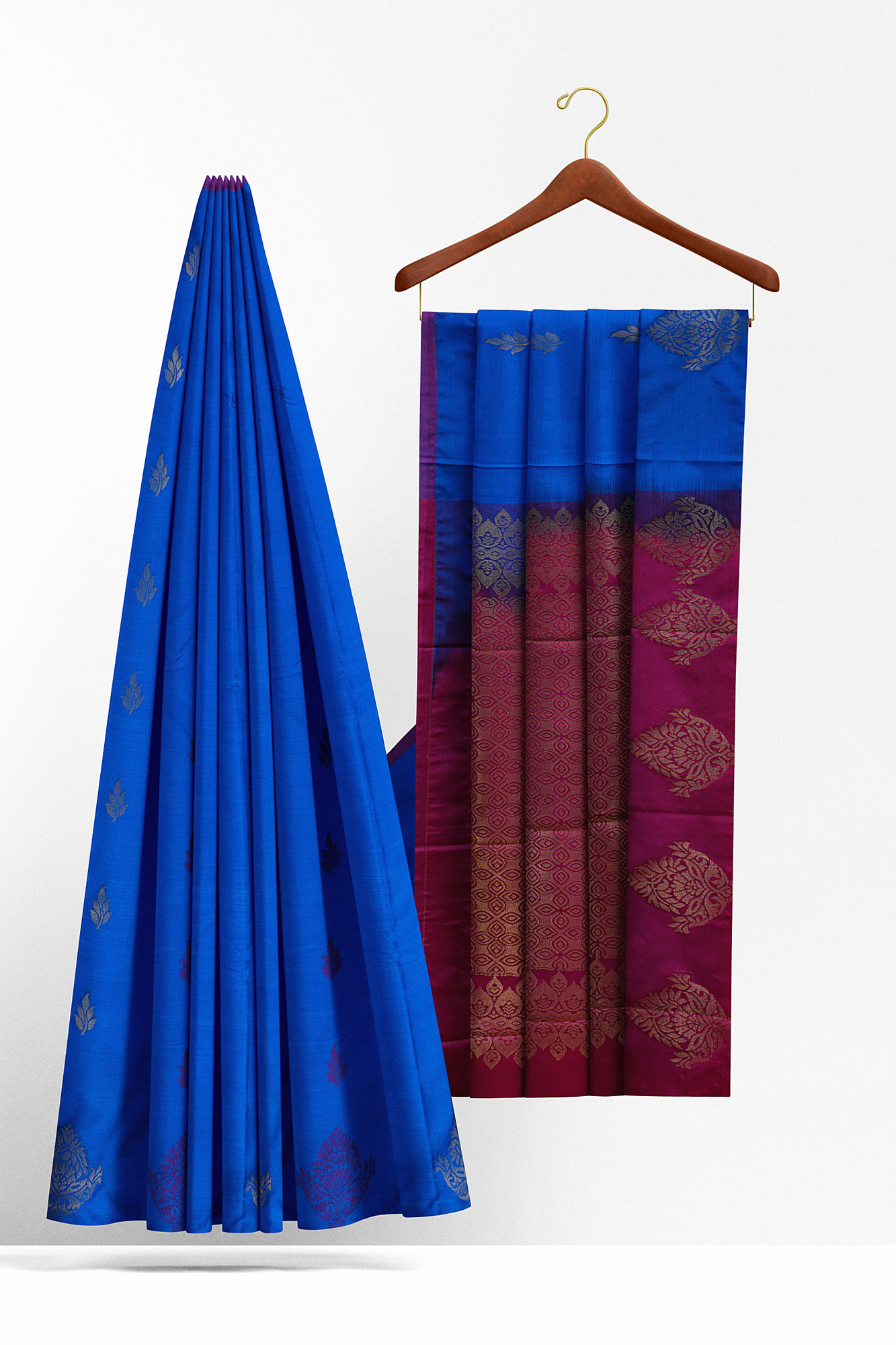 sri kumaran stores soft silk blue saree with blue border 2