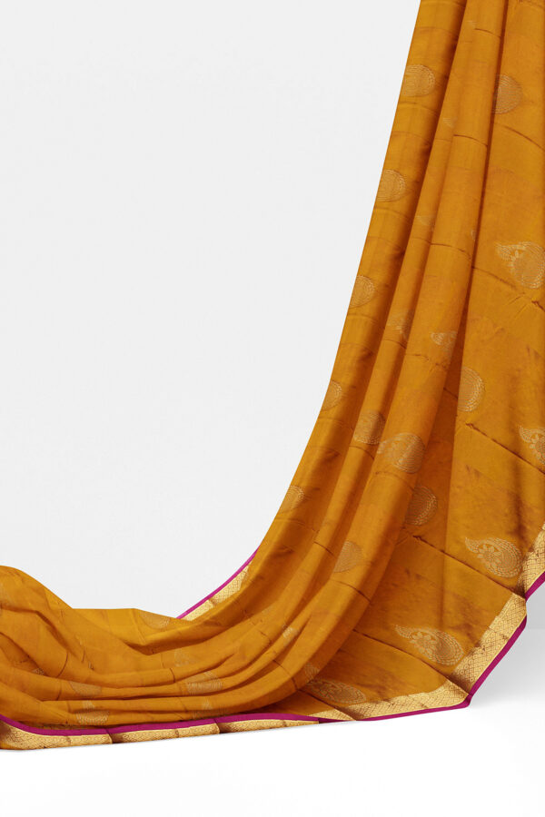 sri kumaran stores soft silk golden yellow saree with golden border 3