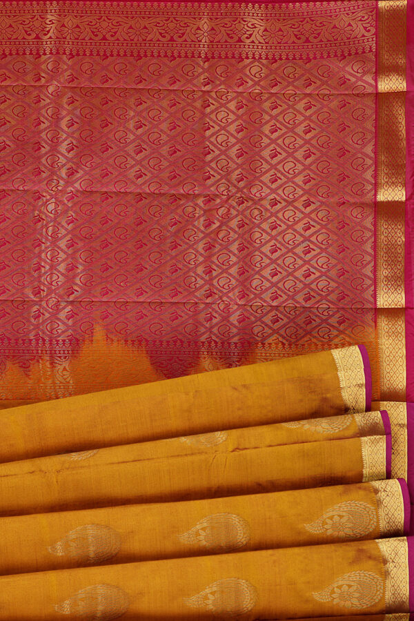 sri kumaran stores soft silk golden yellow saree with golden border 4