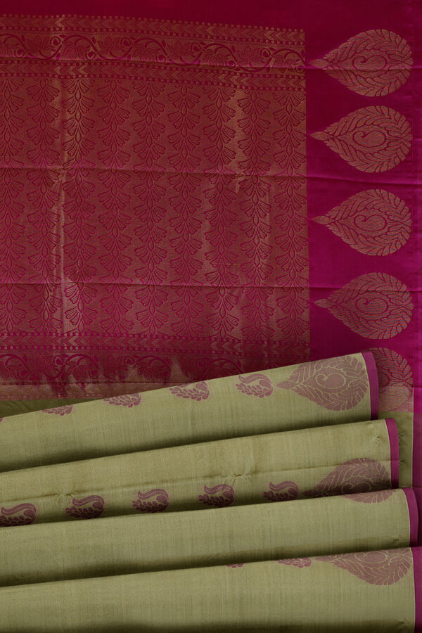 sri kumaran stores soft silk light green saree with purple border 4