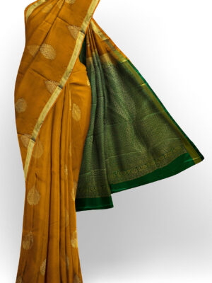 sri kumaran stores soft silk light orange saree with golden border 1