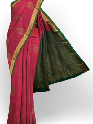 sri kumaran stores soft silk pink saree with golden border 1