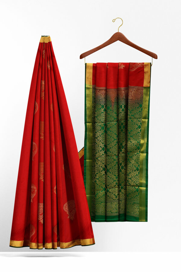 sri kumaran stores soft silk red saree with golden border 2