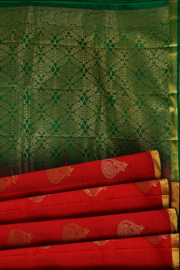 sri kumaran stores soft silk red saree with golden border 4