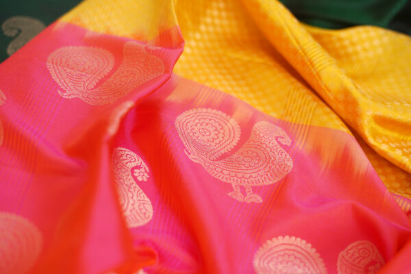 sri kumaran stores soft silk saree dark green saree with golden border 5