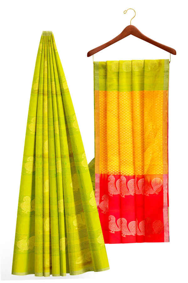 sri kumaran stores soft silk saree light green saree with light green border 2