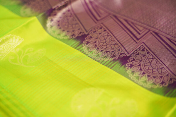 sri kumaran stores soft silk saree parrot green saree with purple border 3