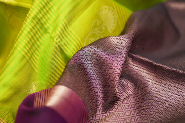 sri kumaran stores soft silk saree parrot green saree with purple border 5
