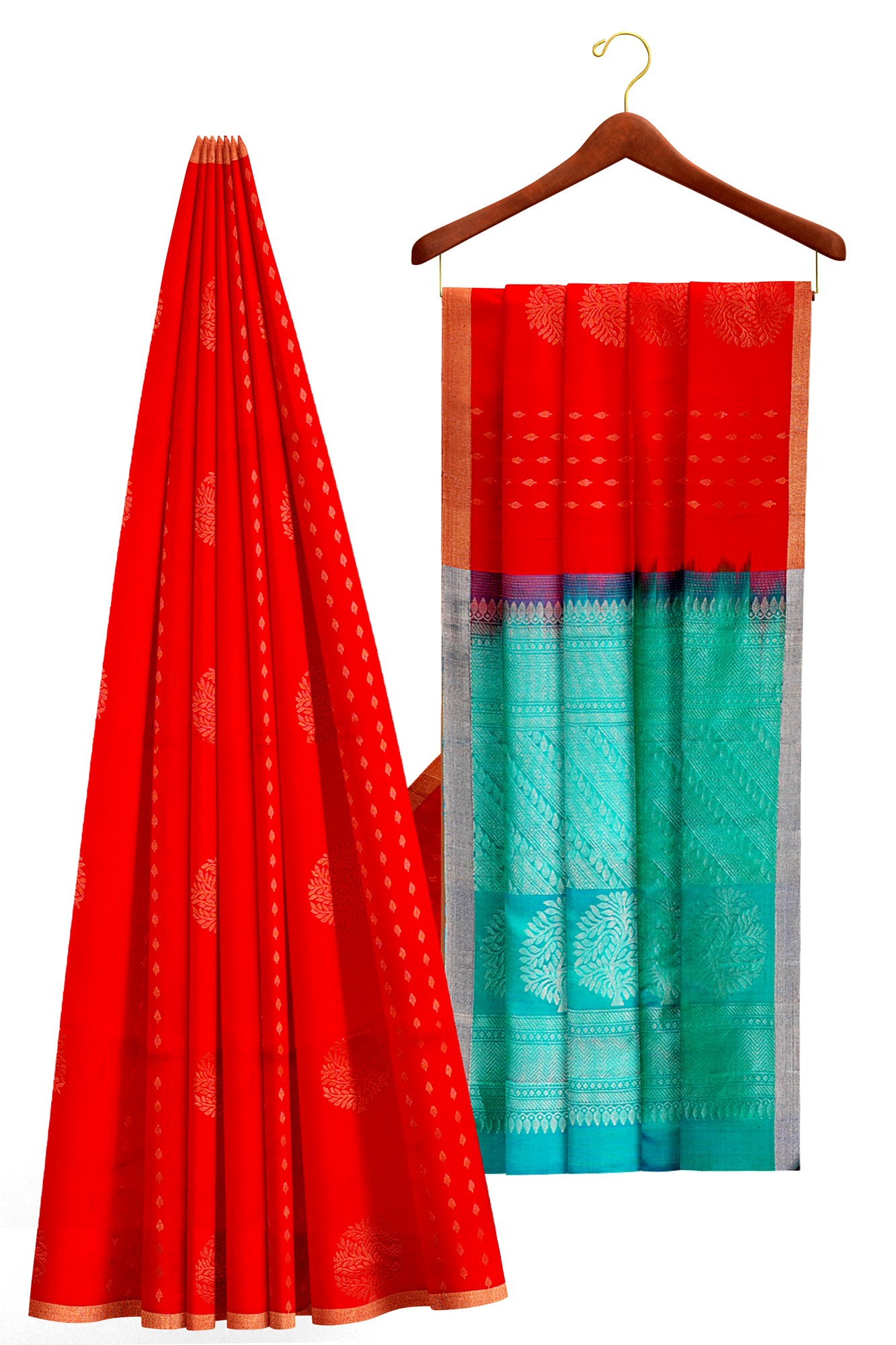 sri kumaran stores soft silk saree red saree with golden border 2