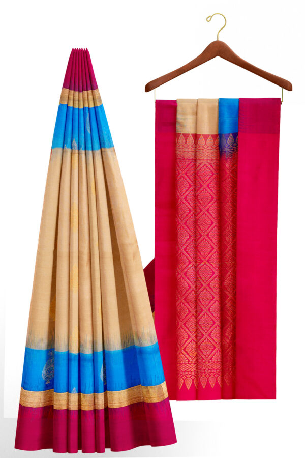 sri kumaran stores soft silk saree sandal saree with red border 2