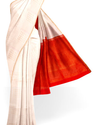 sri kumaran stores soft silk saree white saree with golden border 1