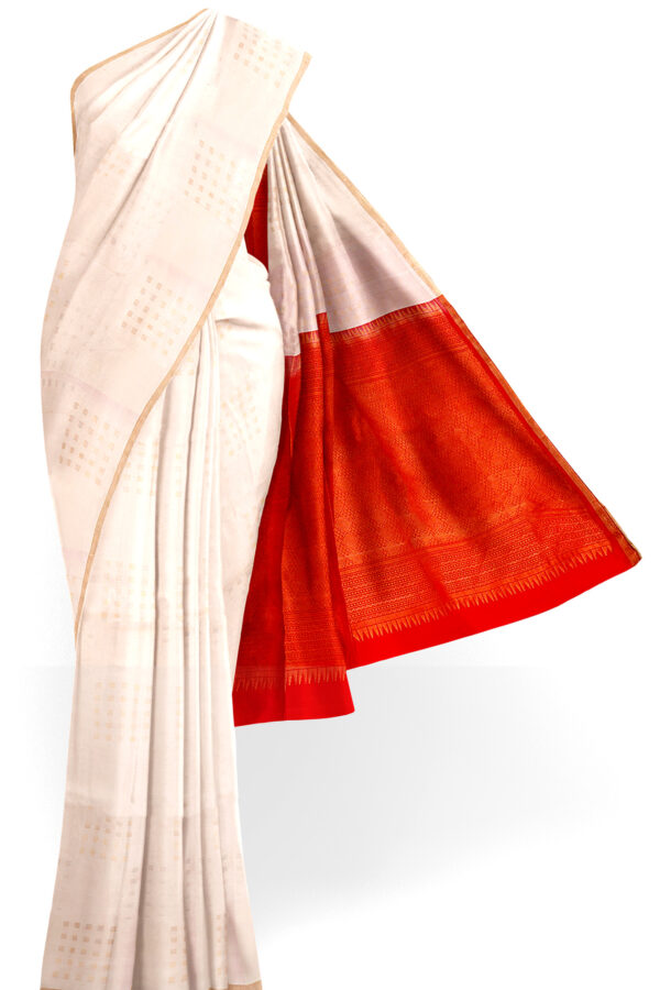 sri kumaran stores soft silk saree white saree with golden border 1