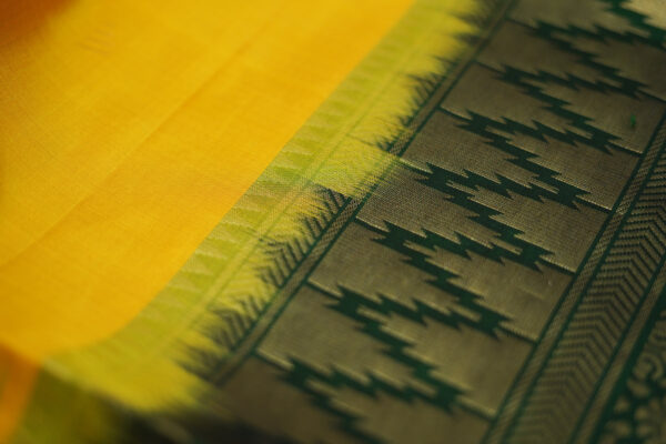 sri kumaran stores soft silk saree yellow saree with golden green border 3
