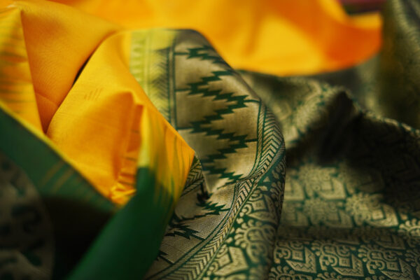sri kumaran stores soft silk saree yellow saree with golden green border 5
