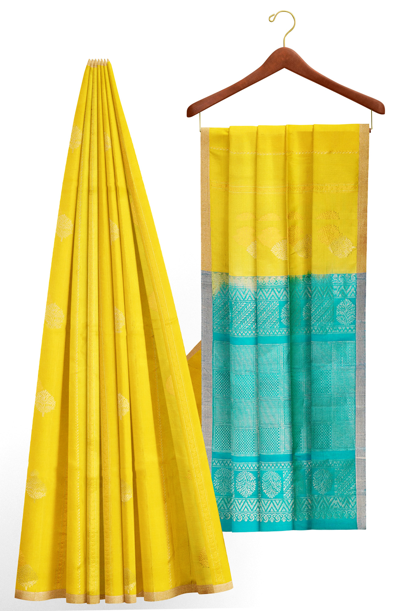 sri kumaran stores soft silk saree yellow saree with golden yellow border 2