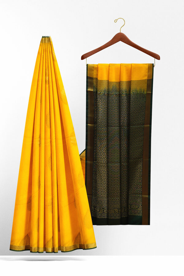 sri kumaran stores soft silk yellow saree with golden border 2