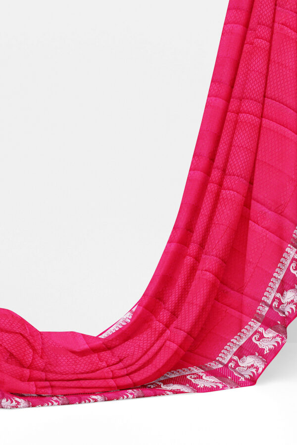 sri kumaran stores tussar silk baby pink saree with silver colour border 3