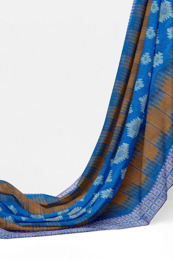 sri kumaran stores tussar silk blue saree with white border 3
