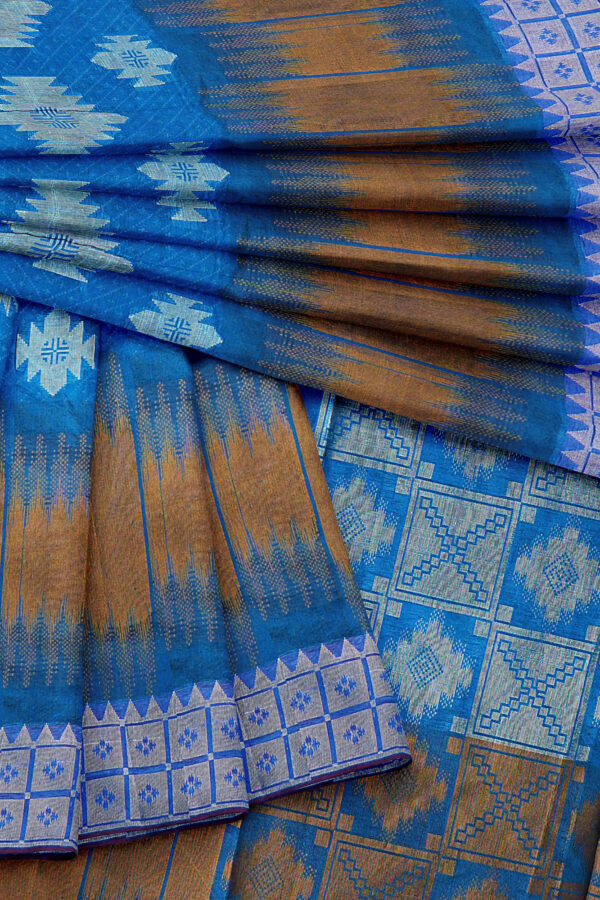 sri kumaran stores tussar silk blue saree with white border 5