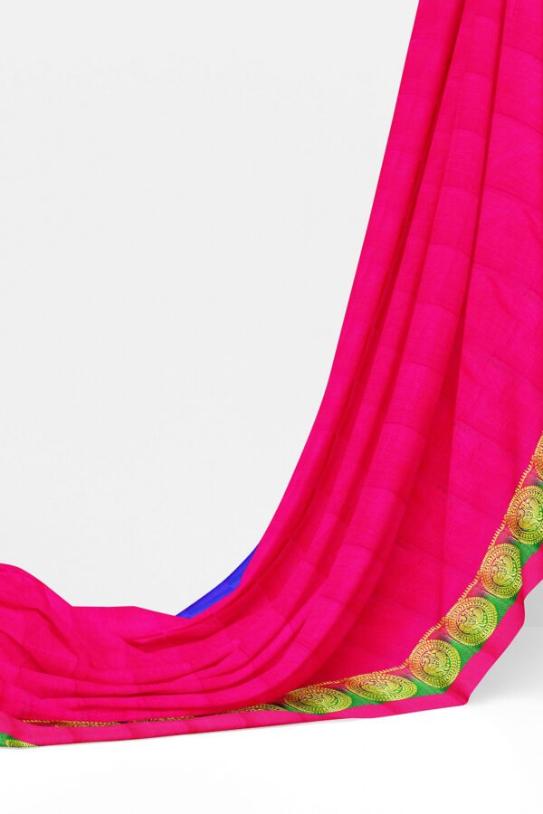 sri kumaran stores tussar silk bright pink saree with golden pink border 3