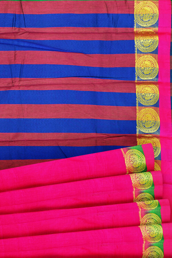 sri kumaran stores tussar silk bright pink saree with golden pink border 4