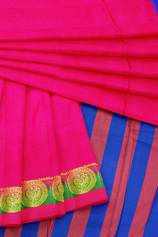 sri kumaran stores tussar silk bright pink saree with golden pink border 5