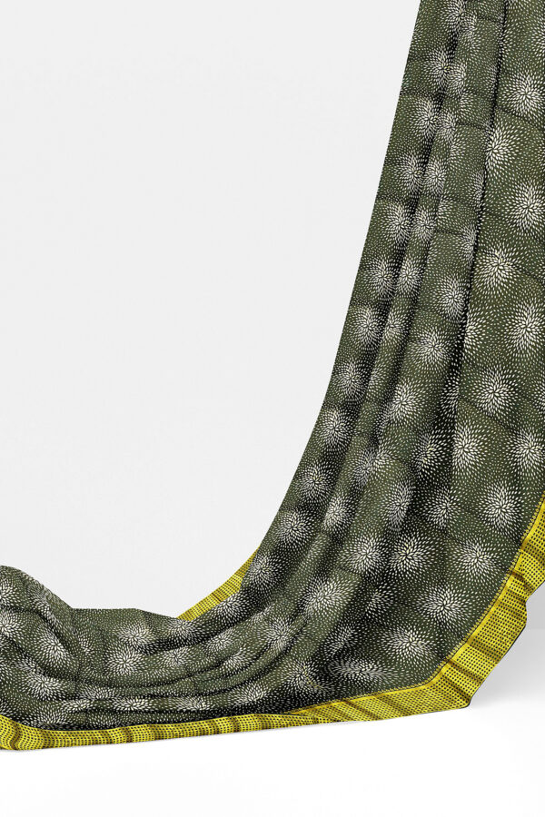 sri kumaran stores tussar silk dark green saree with golden yellow border 3